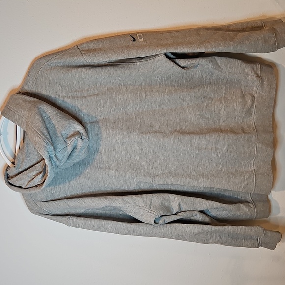 Nike Vintage 2000s XL 1/4 zip hoodie w kangaroo pocket heather gray w red swoosh - Picture 7 of 8